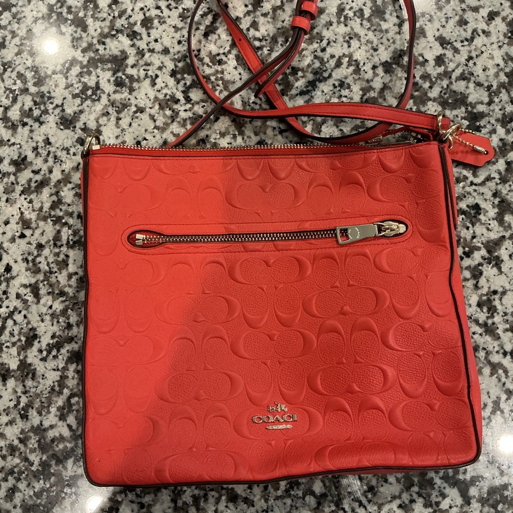 Coach Vibrant Orange Embossed Crossbody Bag